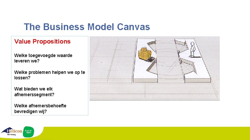 The Business Model Canvas Value Propositions Welke toegevoegde waarde leveren we? Welke problemen helpen