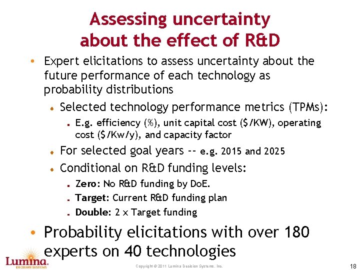 Assessing uncertainty about the effect of R&D • Expert elicitations to assess uncertainty about