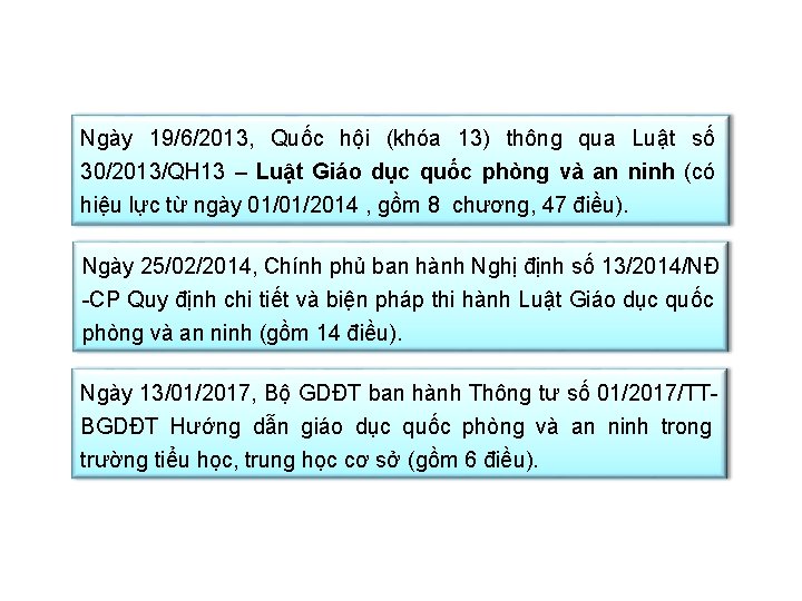 Ngày 19/6/2013, Quốc hội (khóa 13) thông qua Luật số 30/2013/QH 13 – Luật