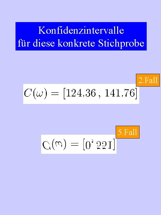 Konfidenzintervalle für diese konkrete Stichprobe 2. Fall 5. Fall 