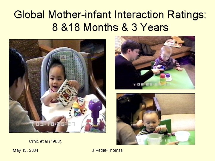 Global Mother-infant Interaction Ratings: 8 &18 Months & 3 Years Crnic et al (1983).