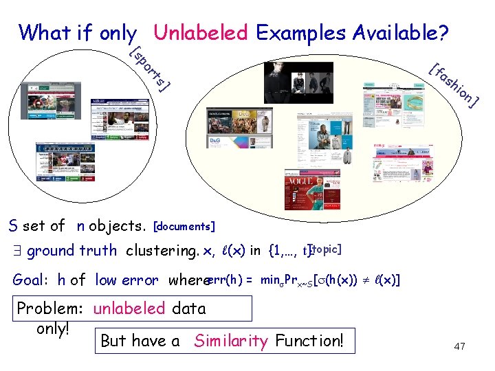 What if only Unlabeled Examples Available? s] rt po [s S set of n