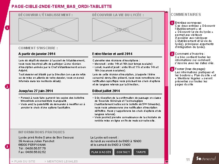 PAGE-CIBLE-2 NDE-TERM_BAS_ORDI-TABLETTE DÉCOUVRIR L’ÉTABLISSEMENT : COMMENTAIRES DÉCOUVRIR LA VIE DU LYCÉE : 1 Entrées