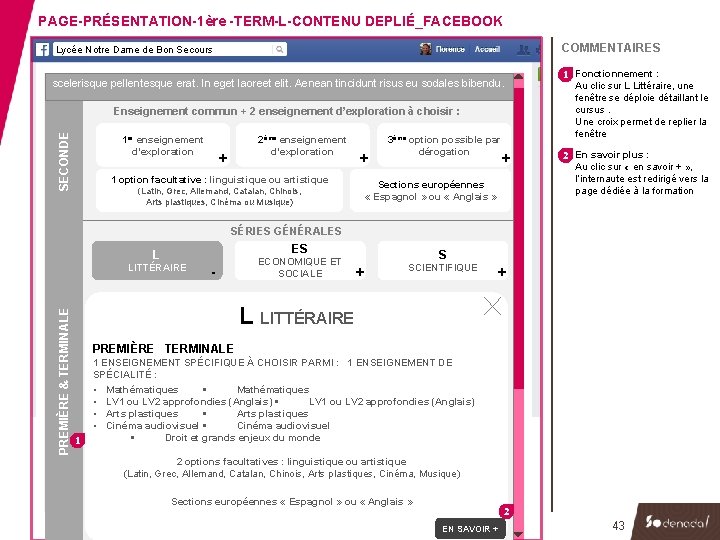 PAGE-PRÉSENTATION-1ère -TERM-L-CONTENU DEPLIÉ_FACEBOOK COMMENTAIRES Lycée Notre Dame de Bon Secours scelerisque pellentesque erat. In