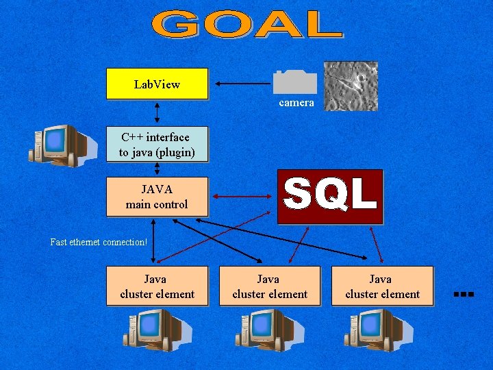 Lab. View camera C++ interface to java (plugin) JAVA main control Fast ethernet connection!