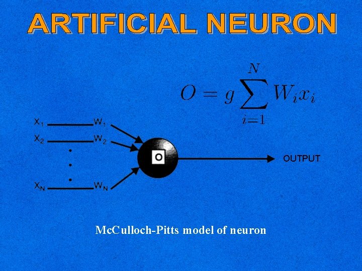 OUTPUT Mc. Culloch-Pitts model of neuron 