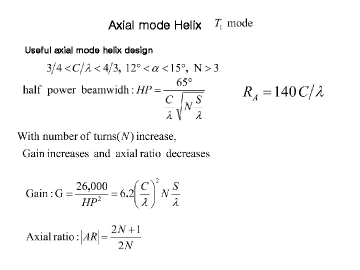 Axial mode Helix Useful axial mode helix design 