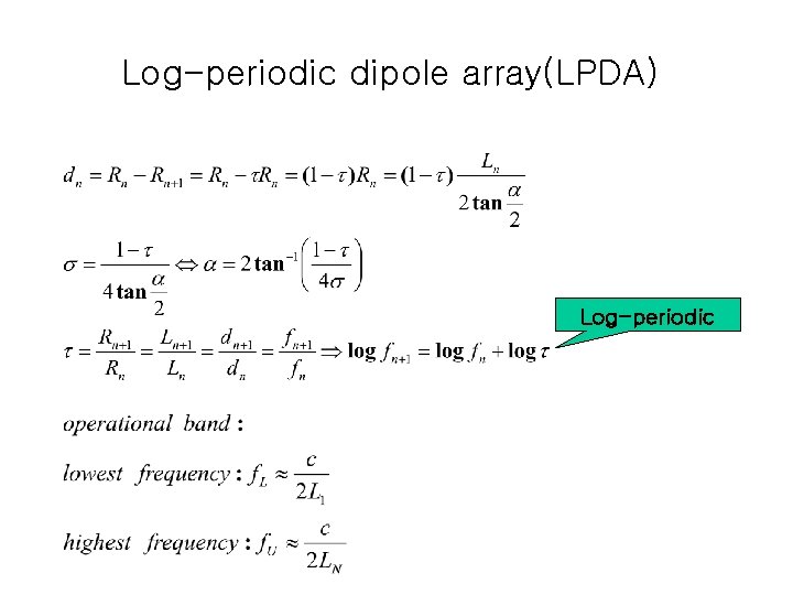 Log-periodic dipole array(LPDA) Log-periodic 