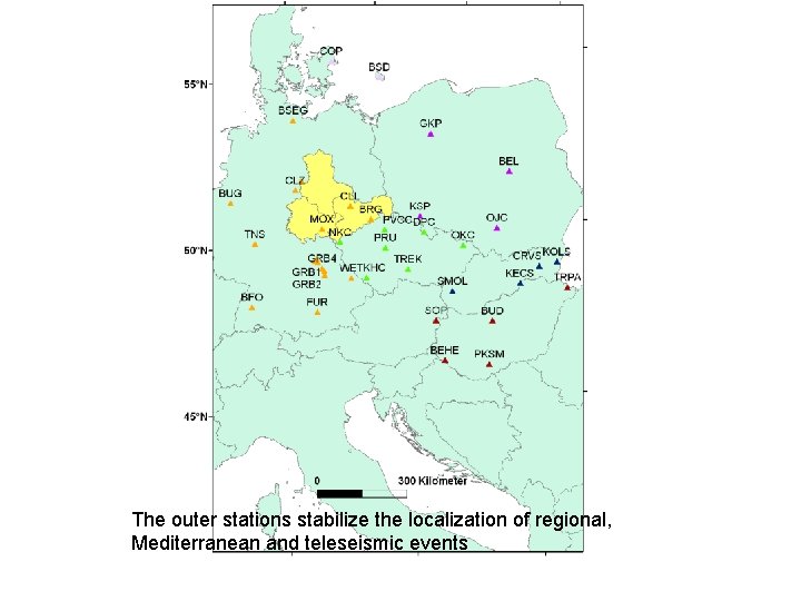 The outer stations stabilize the localization of regional, Mediterranean and teleseismic events 