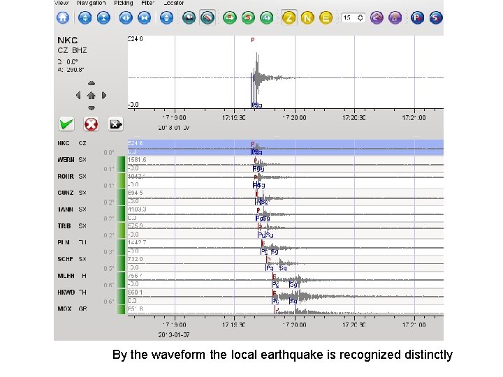 By the waveform the local earthquake is recognized distinctly 