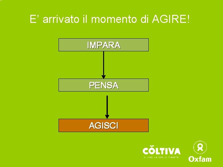 E’ arrivato il momento di AGIRE! IMPARA PENSA AGISCI 