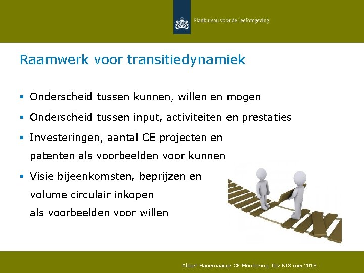 Raamwerk voor transitiedynamiek § Onderscheid tussen kunnen, willen en mogen § Onderscheid tussen input,