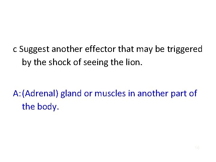 c Suggest another effector that may be triggered by the shock of seeing the