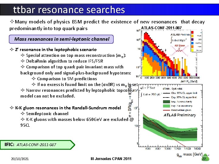 ttbar resonance searches ²Many models of physics BSM predict the existence of new resonances