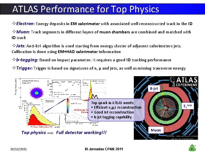 ATLAS Performance for Top Physics ²Electron: Energy deposits in EM calorimeter with associated well
