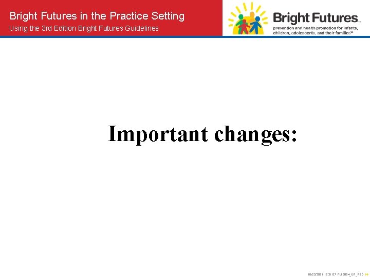 Bright Futures in the Practice Setting Using the 3 rd Edition Bright Futures Guidelines