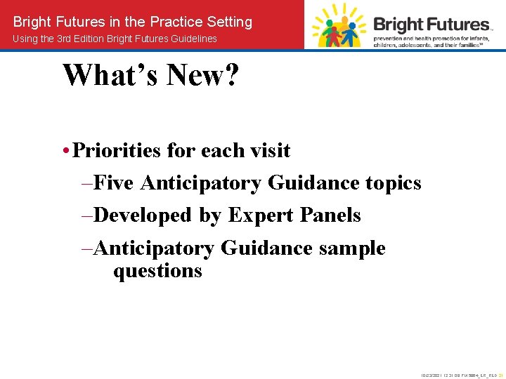 Bright Futures in the Practice Setting Using the 3 rd Edition Bright Futures Guidelines