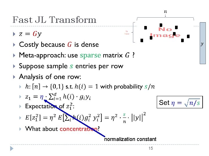Fast JL Transform normalization constant 15 