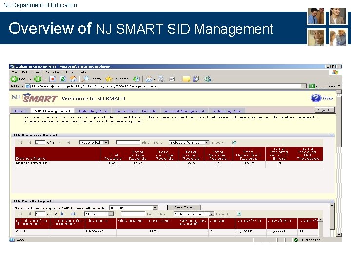 NJ Department of Education Overview of NJ SMART SID Management 