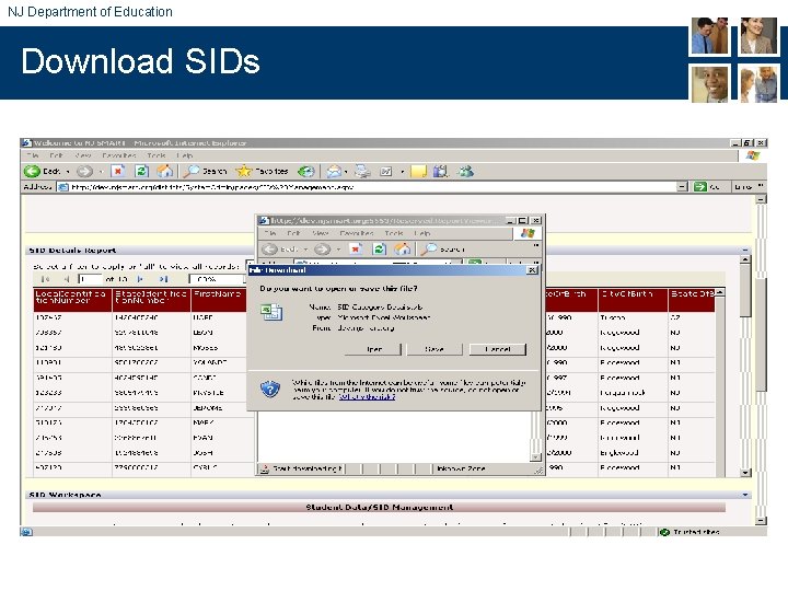 NJ Department of Education Download SIDs 