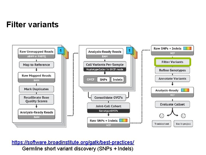 Filter variants https: //software. broadinstitute. org/gatk/best-practices/ Germline short variant discovery (SNPs + Indels) 