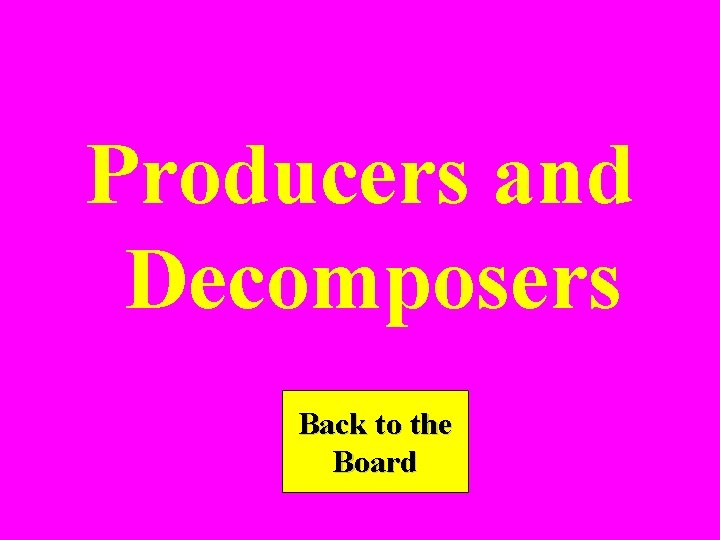 Producers and Decomposers Back to the Board 