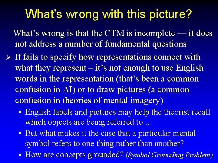 What’s wrong with this picture? What’s wrong is that the CTM is incomplete —