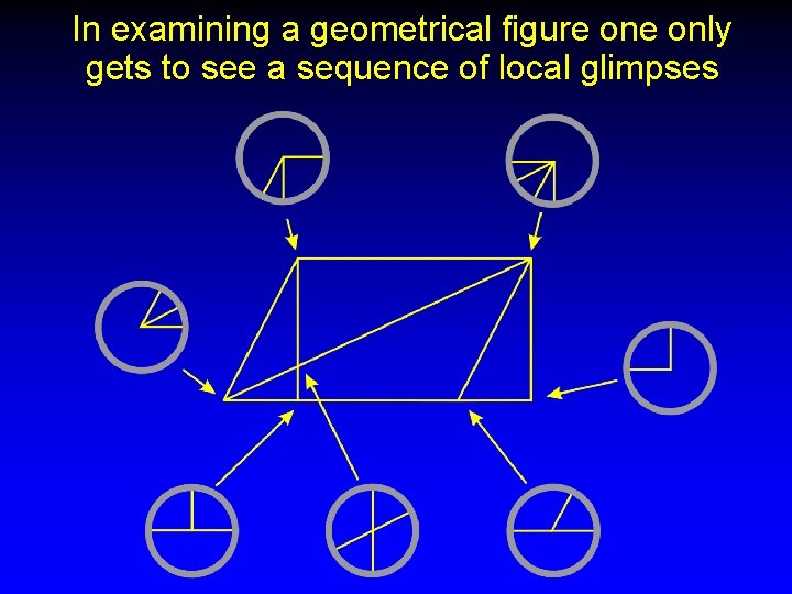 In examining a geometrical figure only gets to see a sequence of local glimpses