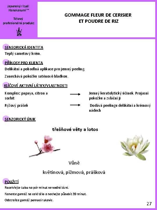 Japonský rituál Hanakasumi™ GOMMAGE FLEUR DE CERISIER ET POUDRE DE RIZ Tělový profesionální produkt