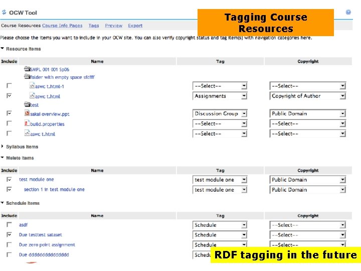 Tagging Course Resources RDF tagging in the future 