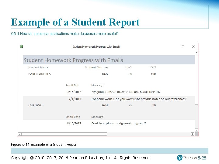 Example of a Student Report Q 5 -4 How do database applications make databases