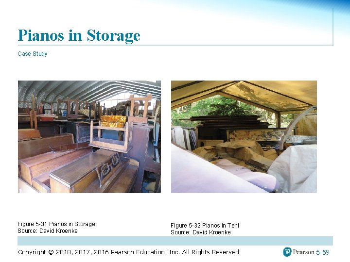 Pianos in Storage Case Study Figure 5 -31 Pianos in Storage Source: David Kroenke