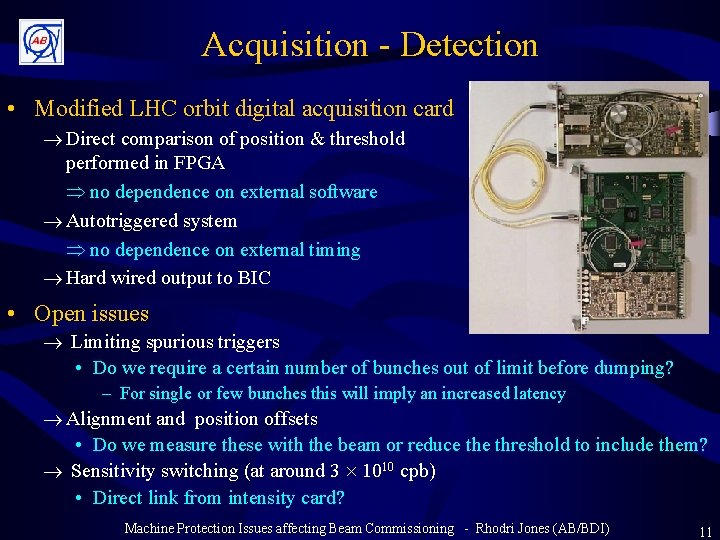 Acquisition - Detection • Modified LHC orbit digital acquisition card ® Direct comparison of