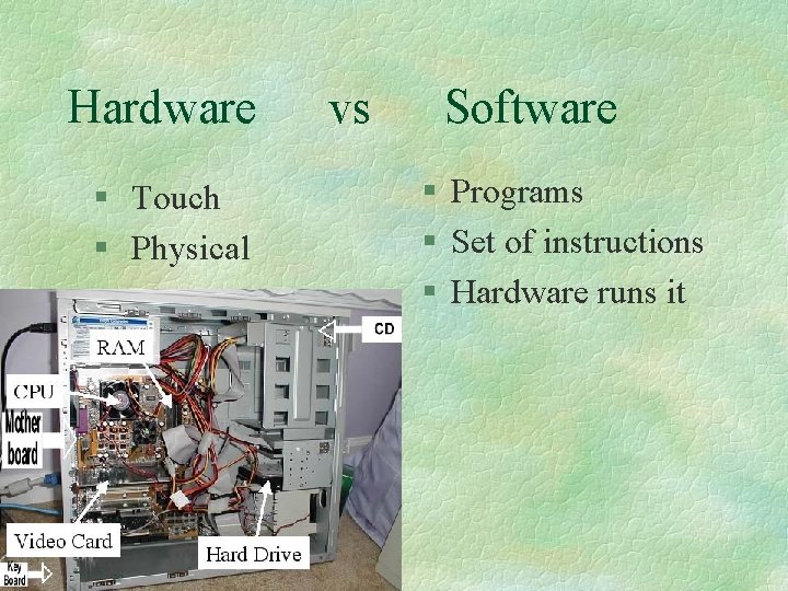 Hardware § Touch § Physical vs Software § Programs § Set of instructions §
