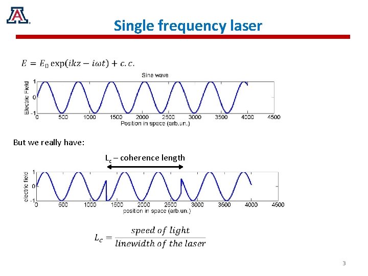 Single frequency laser But we really have: Lc – coherence length 3 