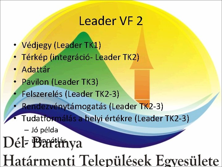 Leader VF 2 • • Védjegy (Leader TK 1) Térkép (integráció- Leader TK 2)