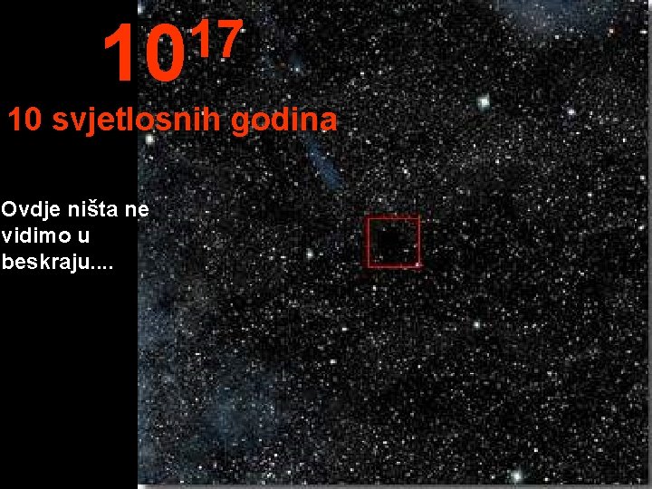 17 10 10 svjetlosnih godina Ovdje ništa ne vidimo u beskraju. . 