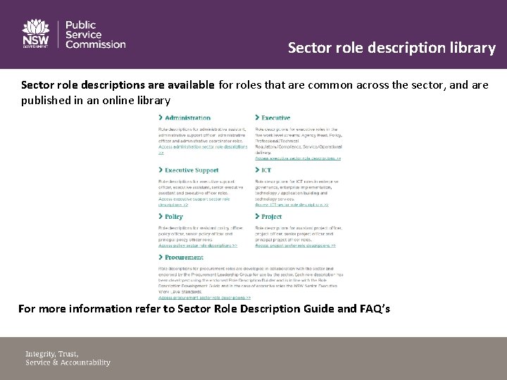 Sector role description library Sector role descriptions are available for roles that are common