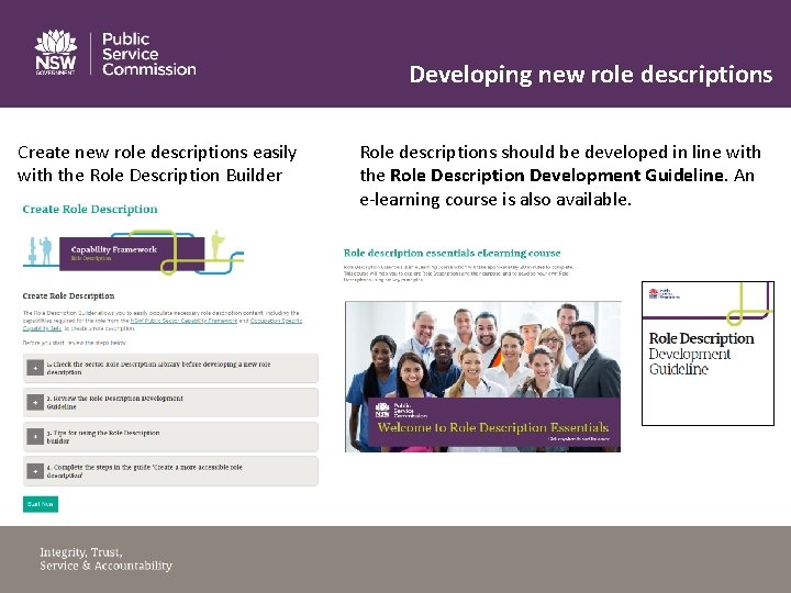 Developing new role descriptions Create new role descriptions easily with the Role Description Builder