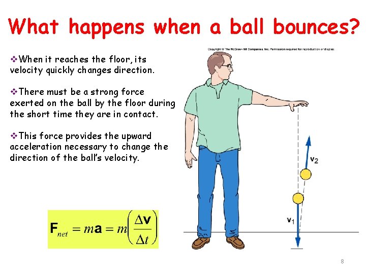 What happens when a ball bounces? v. When it reaches the floor, its velocity