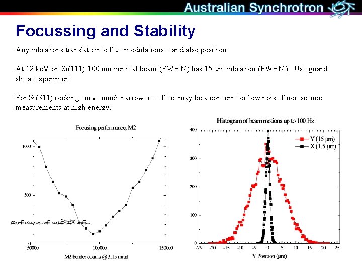 Focussing and Stability Any vibrations translate into flux modulations – and also position. At
