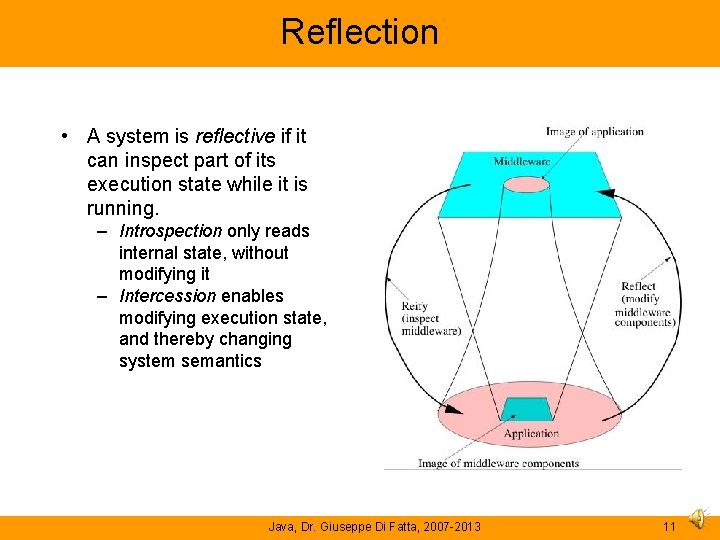 Reflection • A system is reflective if it can inspect part of its execution Reflection • A system is reflective if it can inspect part of its execution