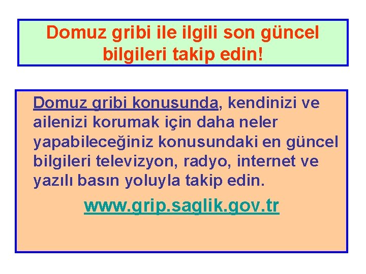 Domuz gribi ile ilgili son güncel bilgileri takip edin! Domuz gribi konusunda, kendinizi ve