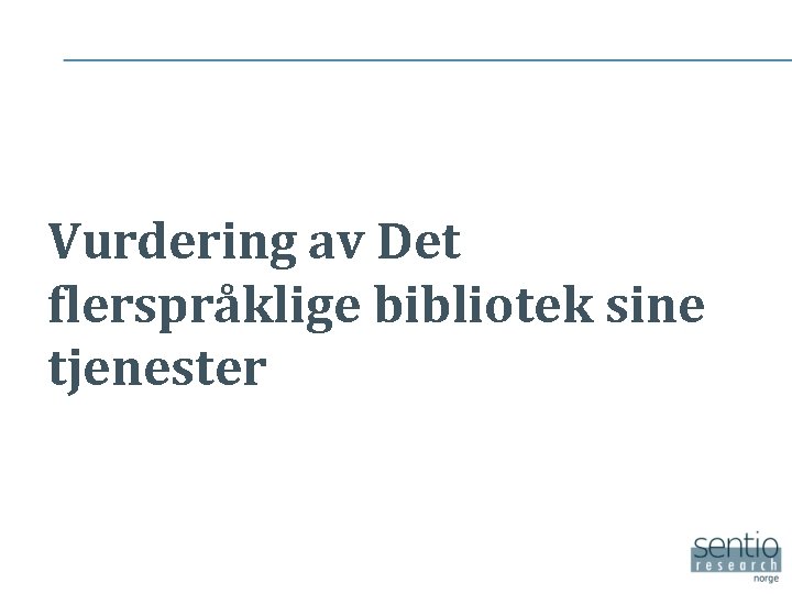 Vurdering av Det flerspråklige bibliotek sine tjenester 