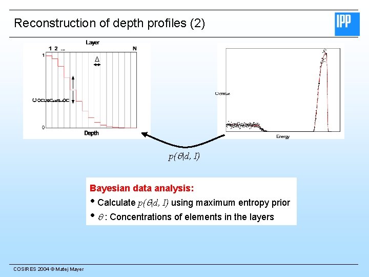 Reconstruction of depth profiles (2) D p(q|d, I) Bayesian data analysis: • Calculate p(q|d,