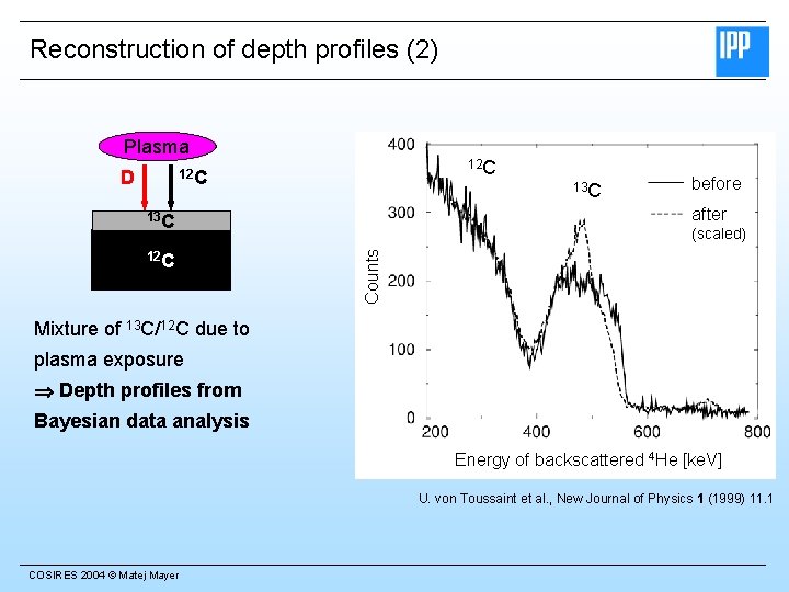 Reconstruction of depth profiles (2) Plasma D 12 C 13 C after 13 C