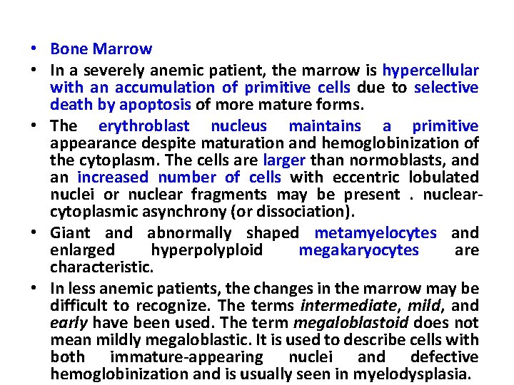  • Bone Marrow • In a severely anemic patient, the marrow is hypercellular