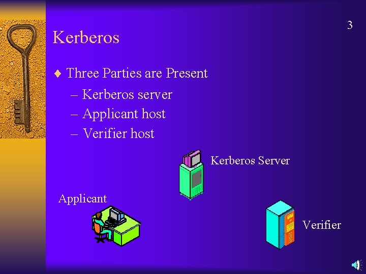 3 Kerberos ¨ Three Parties are Present – Kerberos server – Applicant host –