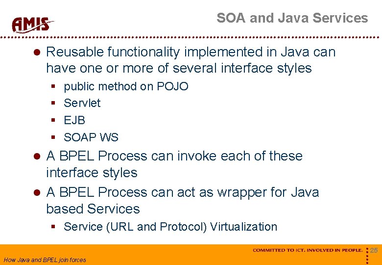 SOA and Java Services Reusable functionality implemented in Java can have one or more