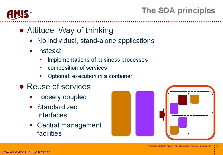 The SOA principles Attitude, Way of thinking § No individual, stand-alone applications § Instead: